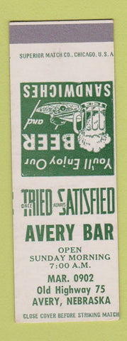 Matchbook Cover - Avery Bar Avery NE SAMPLE