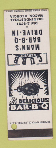 Matchbook Cover - Mann's BBQ Drive In Macon GA SAMPLE