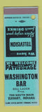 Matchbook Cover - Washington Bar Elkhart IN SAMPLE