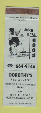 Matchbook Cover - Dorothy's Restaurant North Adams MA BLUE WEAR