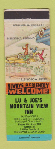 Matchbook Cover - Lu & Joe's Mountain View Inn Ridgeville MD