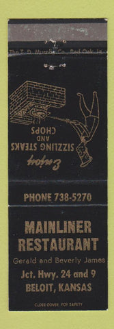 Matchbook Cover - Mainliner Restaurant Beloit KS