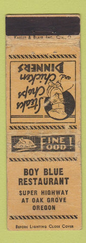 Matchbook Cover - Boy Blue Restaurant Oak Grove OR WORN