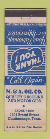 Matchbook Cover - M&A Oil gas Chattanooga TN WEAR