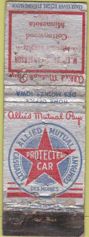 Matchbook Cover - Insurance Cottonwood MN POOR