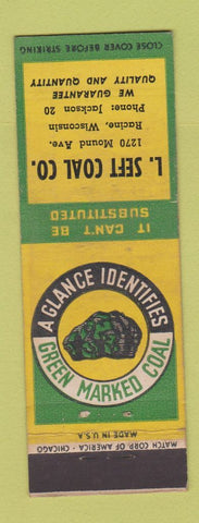 Matchbook Cover - Green Marked Coal L Seft Racine WI