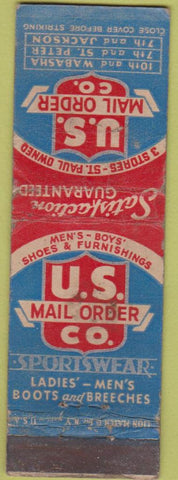 Matchbook Cover - US Mail Order Co Sportswear clothes St Paul MN POOR