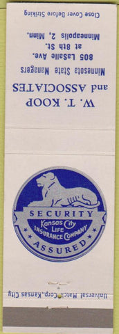 Matchbook Cover - WT Koop Insurance Minneapolis MN