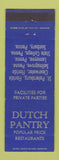 Matchbook Cover - Dutch Pantry Restaurants State College Sunbury Lemoyne PA