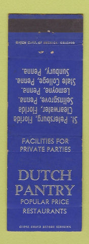 Matchbook Cover - Dutch Pantry Restaurants State College Sunbury Lemoyne PA