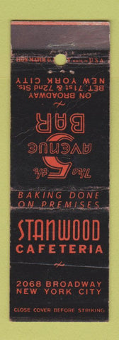 Matchbook Cover - Stanwood Cafeteria New York City WEAR