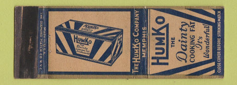 Matchbook Cover - Humko Cooking Fat Memphis TN WEAR