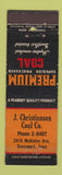 Matchbook Cover - J Christiansen Coal Premium Davenport IA