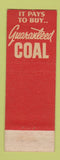 Matchbook Cover - Cliffs Coals Cleveland Cliffs Iron Buffalo NY