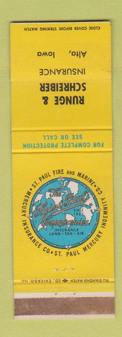 Matchbook Cover - Runge Schreiber Insurance Alta IA WEAR