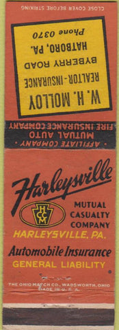 Matchbook Cover - Harleysville Insurance Hatboro PA realtor
