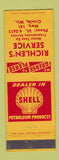 Matchbook Cover - Shell oil gas Richlen's Crivitz WI