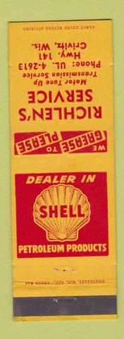 Matchbook Cover - Shell oil gas Richlen's Crivitz WI
