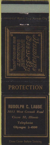 Matchbook Cover - Insurance Rudolph Laube Cicero IL