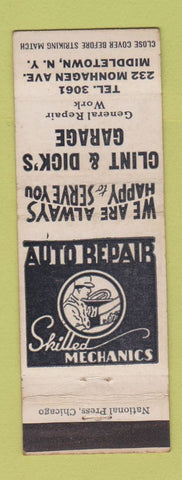 Matchbook Cover - Clint & Dick's Garage Middletown NY