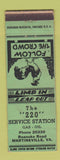 Matchbook Cover - 220 Service oil gas Martinsville VA GREEN