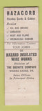 Matchbook Cover - Hazacord Flexible Cords Cables Wilkes Barre PA