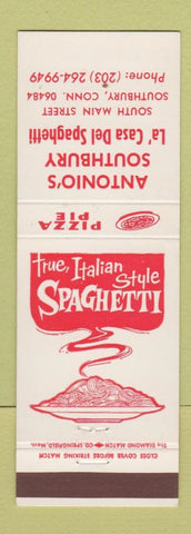 Matchbook Cover - Antonio's Southbury La Casa Del Spaghetti Southbury CT
