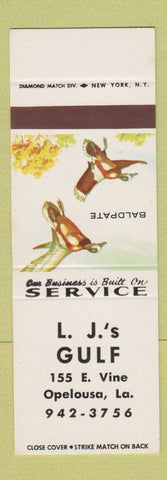 Matchbook Cover - LJ's Gulf Opelousa LA