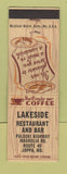 Matchbook Cover - Lakeside Restaurant Bar Joppa MD