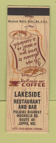 Matchbook Cover - Lakeside Restaurant Bar Joppa MD