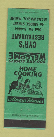 Matchbook Cover - Cyr's Restaurant Madawaska ME WEAR