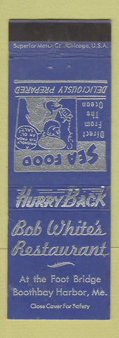 Matchbook Cover - Bob White's Restaurant Boothbay Harbor ME