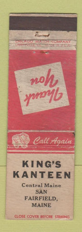 Matchbook Cover - King's Kanteen Fairfield ME WEAR