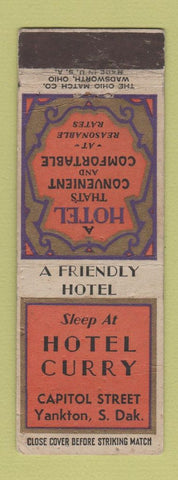 Matchbook Cover - Hotel Curry Yankton SD