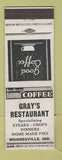 Matchbook Cover - Gray's Restaurant Mooresville IN