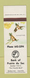 Matchbook Cover - Bank of Prairie Du Sac Iowa City IA SAMPLE