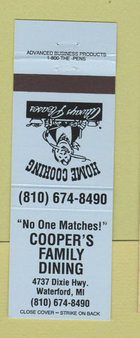 Matchbook Cover - Cooper's Family Restaurant Waterford MI