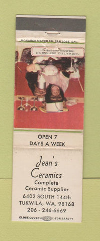 Matchbook Cover - Jean's Ceramics Tukwila WA WEAR