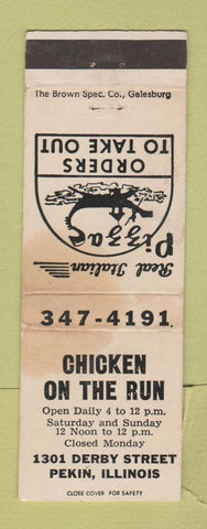 Matchbook Cover - Chicken on the Run Pizza Pekin IL STAINED