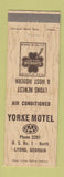 Matchbook Cover - Yorke Motel Lyons GA