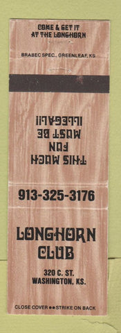 Matchbook Cover - Longhorn Club Washington KS