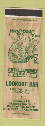 Matchbook Cover - Lookout Bar Fife Lake MI low phone #