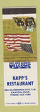 Matchbook Cover - Kapp's Restaurant Canton OH
