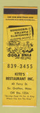 Matchbook Cover - Kite's Restaurant South Grafton MA