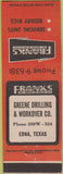 Matchbook Cover - Greene Drilling Workover Co Edna TX