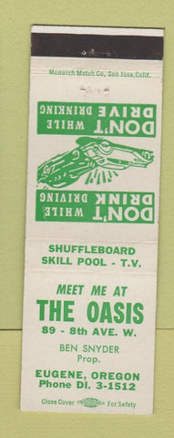 Matchbook Cover - The Oasis Eugene OR billiards shuffleboard