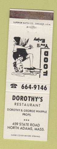 Matchbook Cover - Dorothy's Restaurant North Adams MA WHITE WEAR