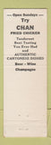 Matchbook Cover - House of Chan Muskegon MI Chinese