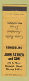 Matchbook Cover - John Sather Son Remodeling Elmhurst IL