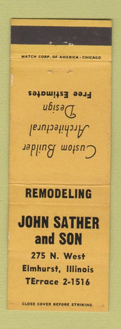 Matchbook Cover - John Sather Son Remodeling Elmhurst IL